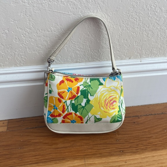 Vintage COACH Demi Floral Shoulder Bag Purse Pouchete - Picture 2 of 11